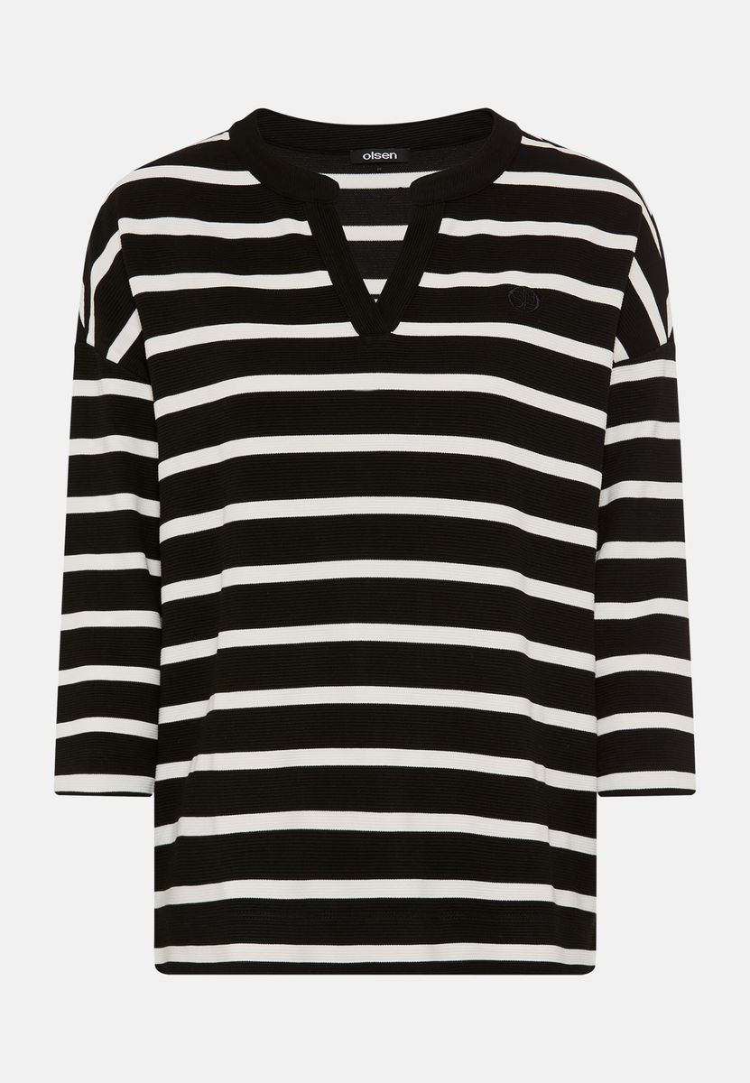 Gestreiftes Ottoman-Sweatshirt mit Tunikaausschnitt