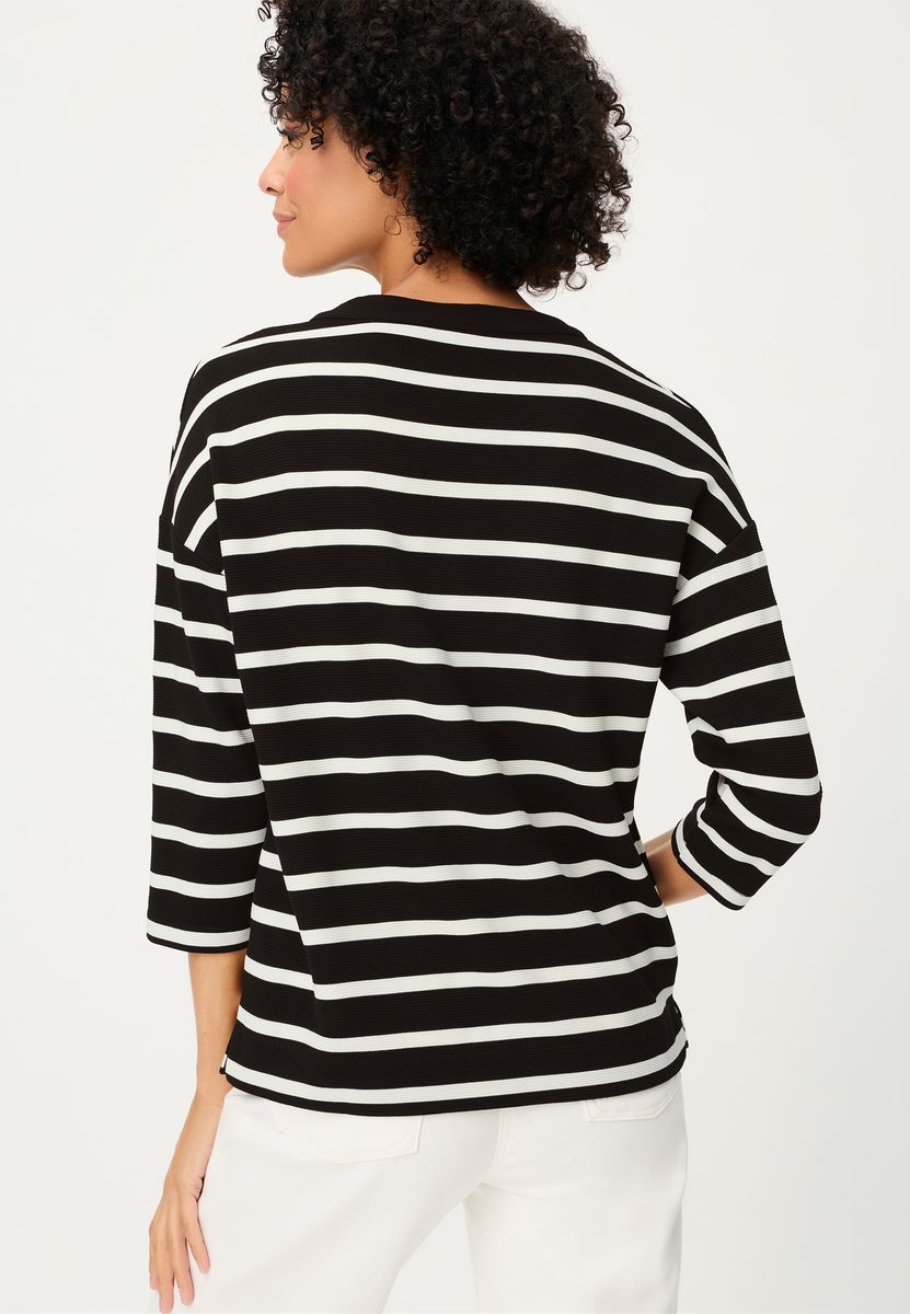 Gestreiftes Ottoman-Sweatshirt mit Tunikaausschnitt