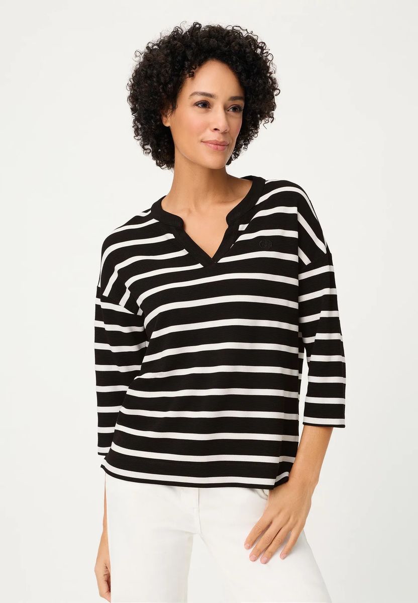 Gestreiftes Ottoman-Sweatshirt mit Tunikaausschnitt