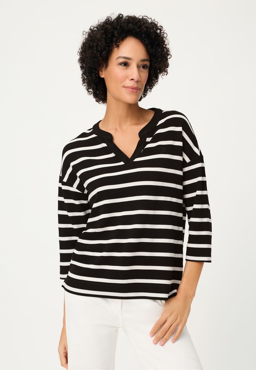 Gestreiftes Ottoman-Sweatshirt mit Tunikaausschnitt