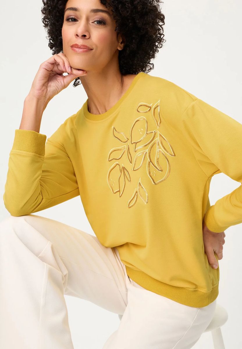 Sweatshirt mit besticktem Zitrus-Motiv