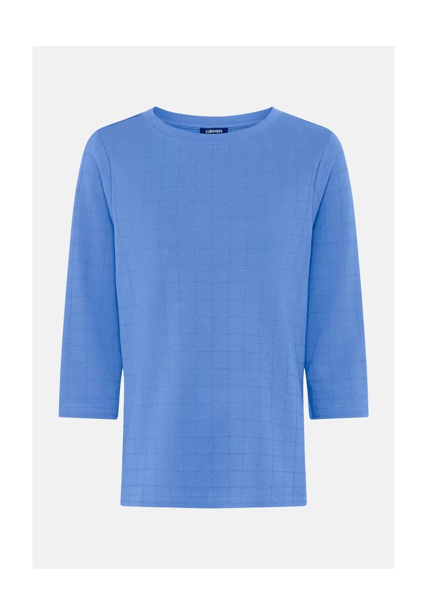 Kariertes Shirt mit U-Boot-Ausschnitt