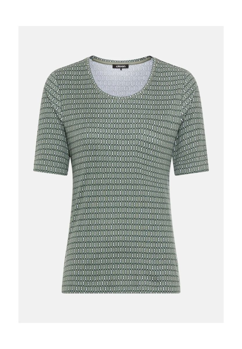 Gemustertes Kurzarmshirt aus Rippjersey