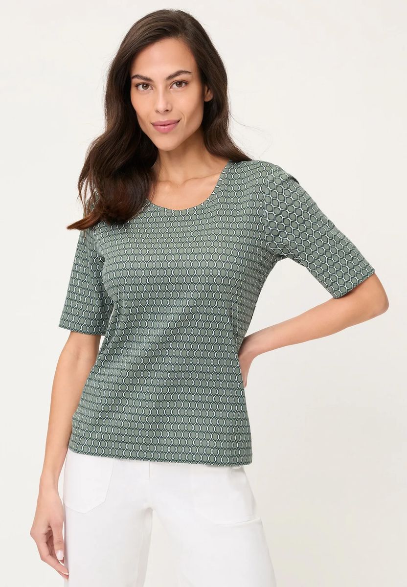 Gemustertes Kurzarmshirt aus Rippjersey