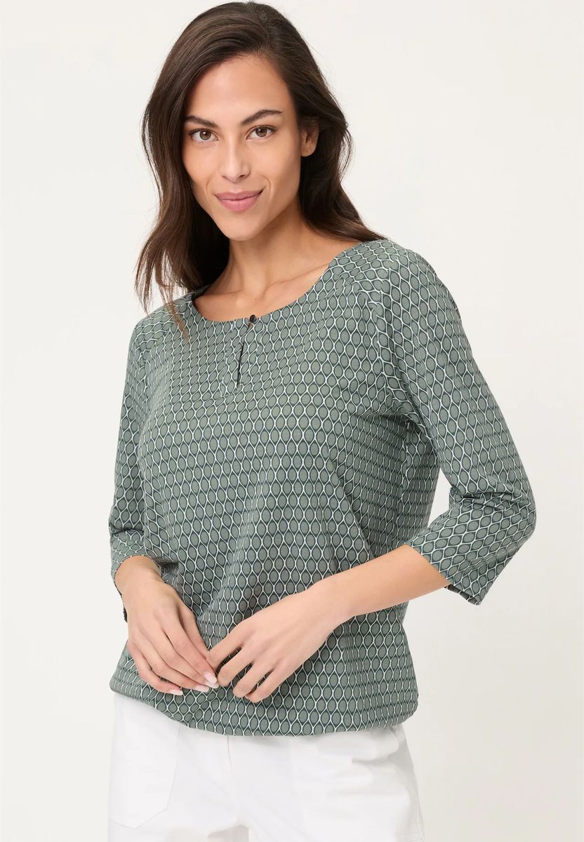 Gemustertes Shirt mit Tunika-Ausschnitt