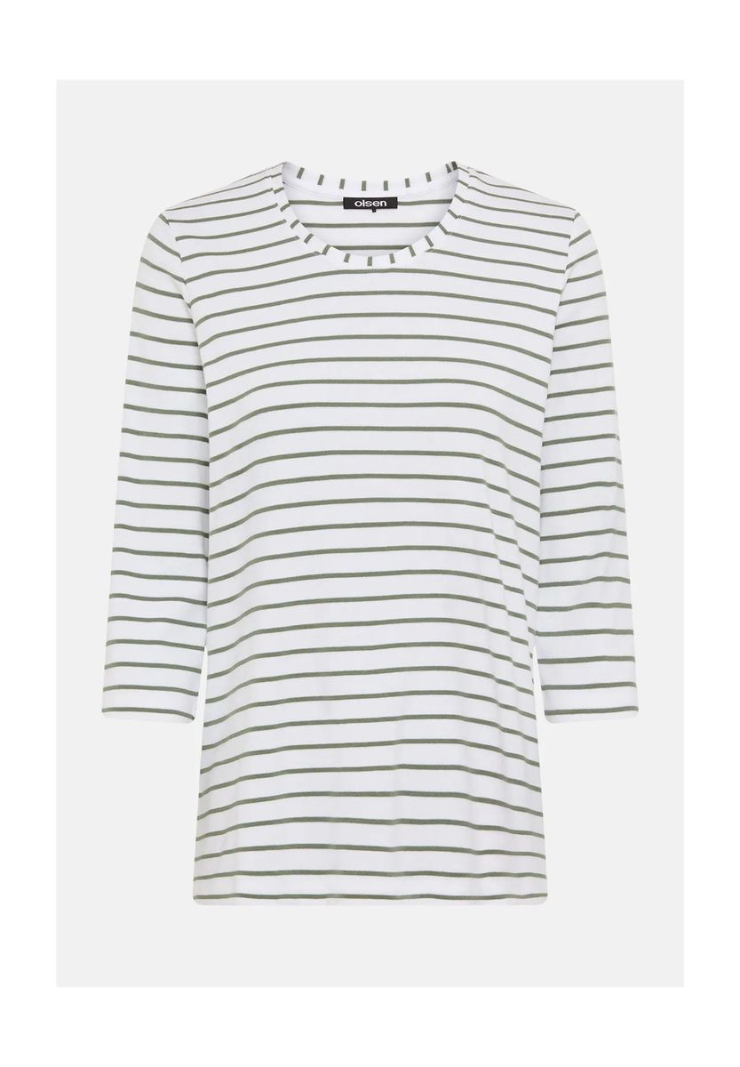 Gestreiftes Baumwollshirt mit Dreiviertelarm