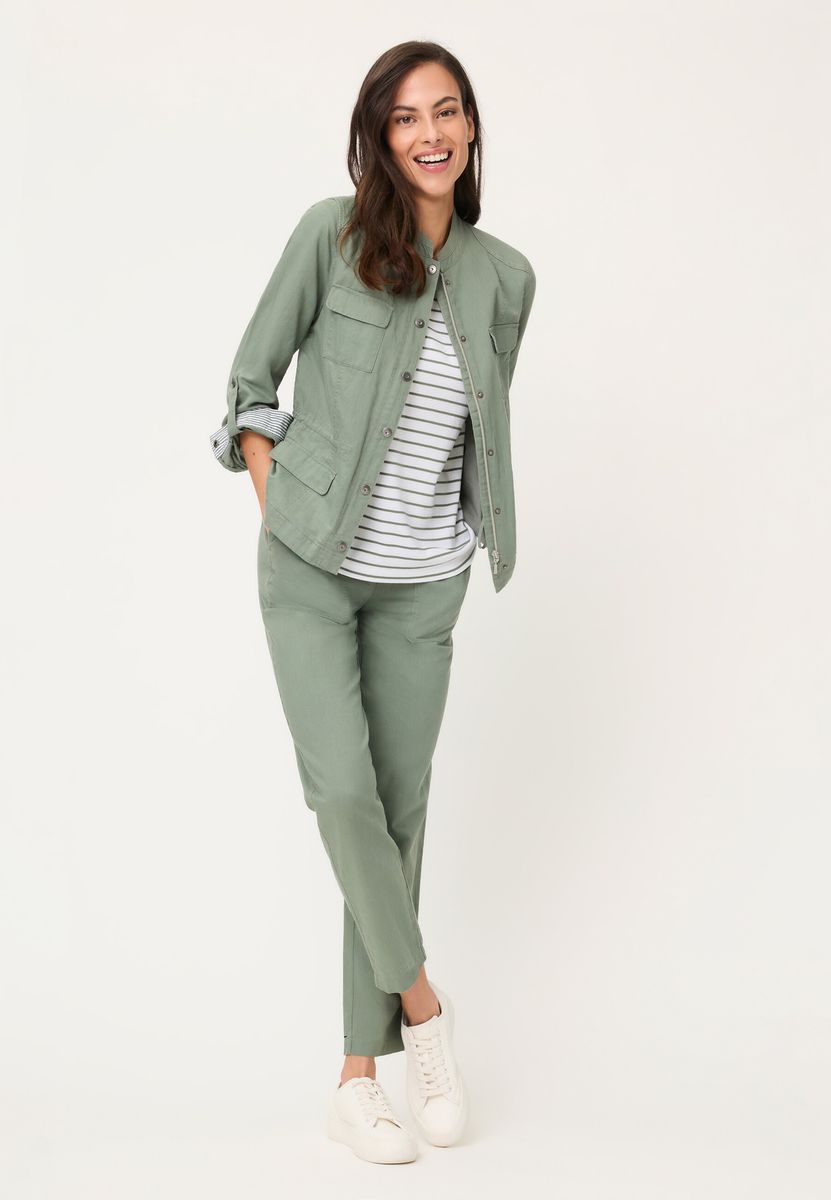 Gestreiftes Baumwollshirt mit Dreiviertelarm