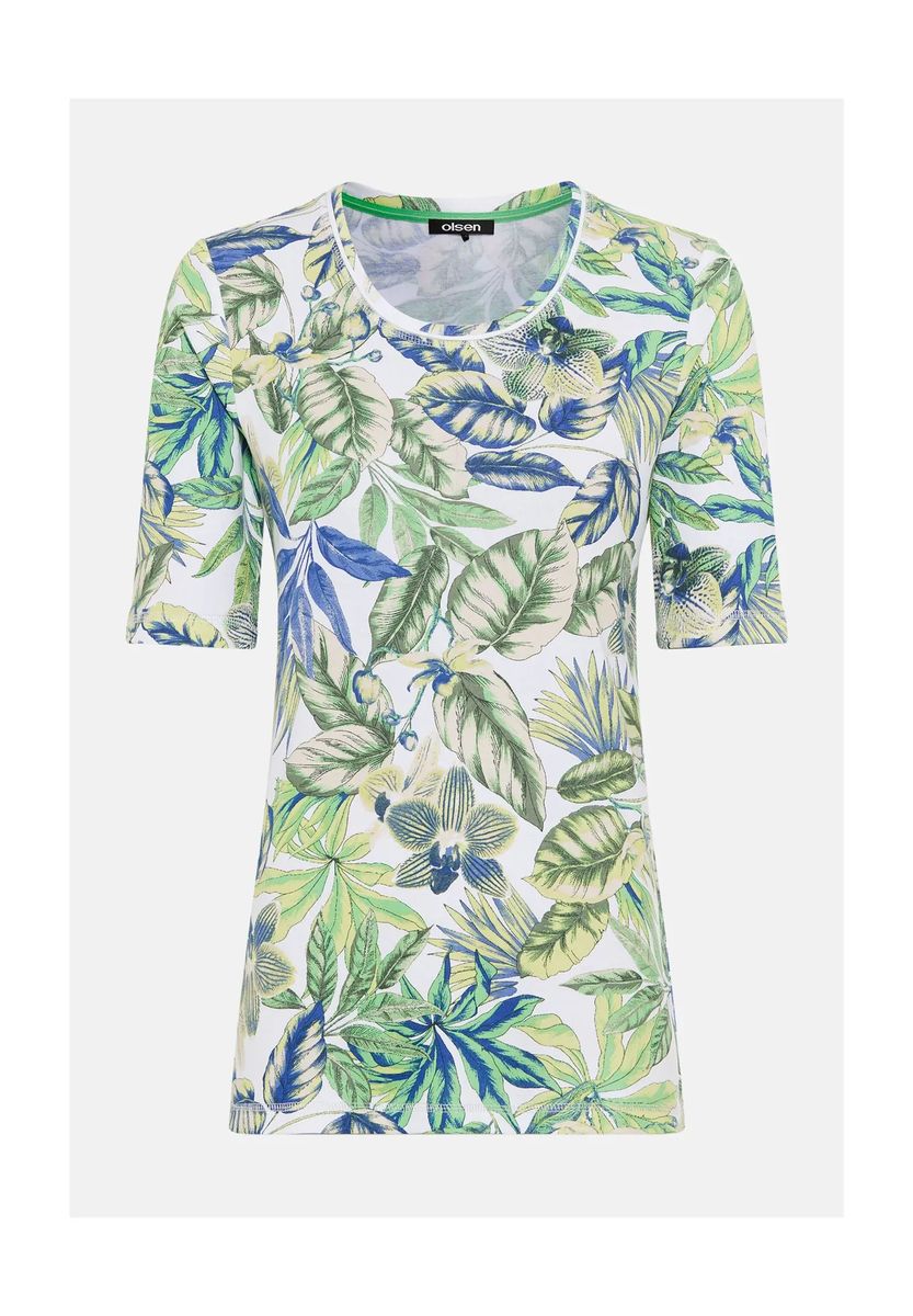 Baumwoll-T-Shirt mit botanischem Print