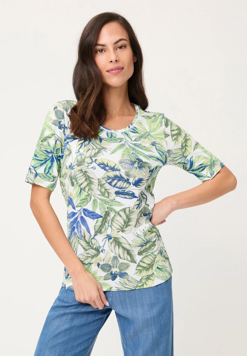 Baumwoll-T-Shirt mit botanischem Print