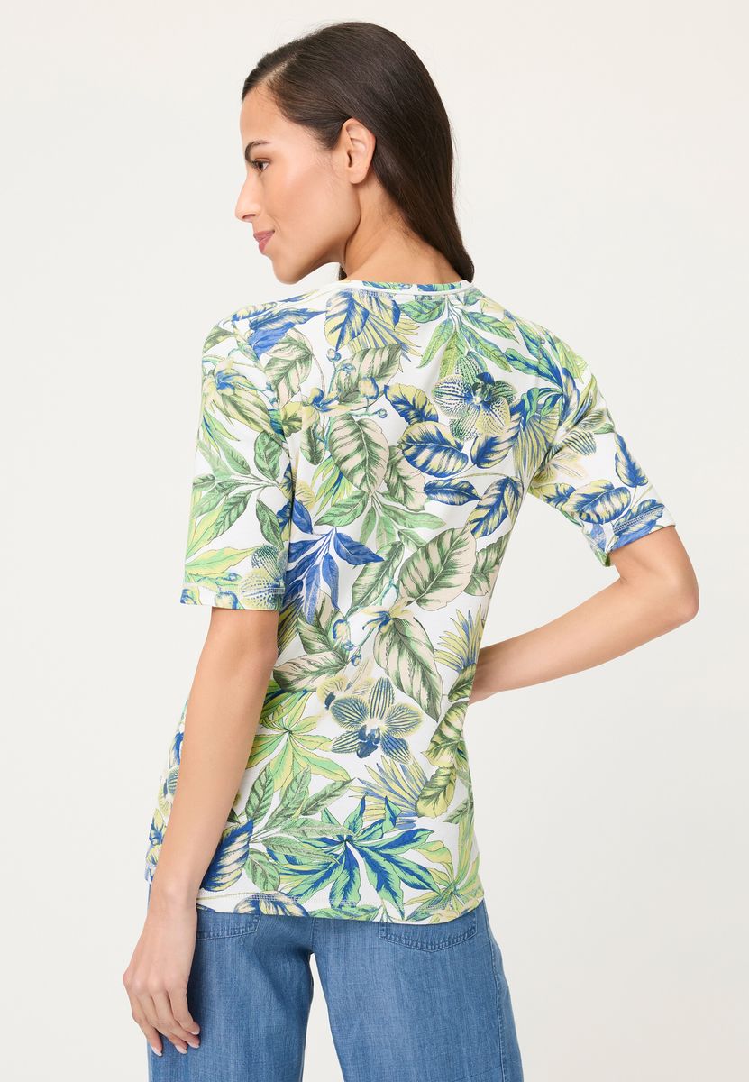 Baumwoll-T-Shirt mit botanischem Print