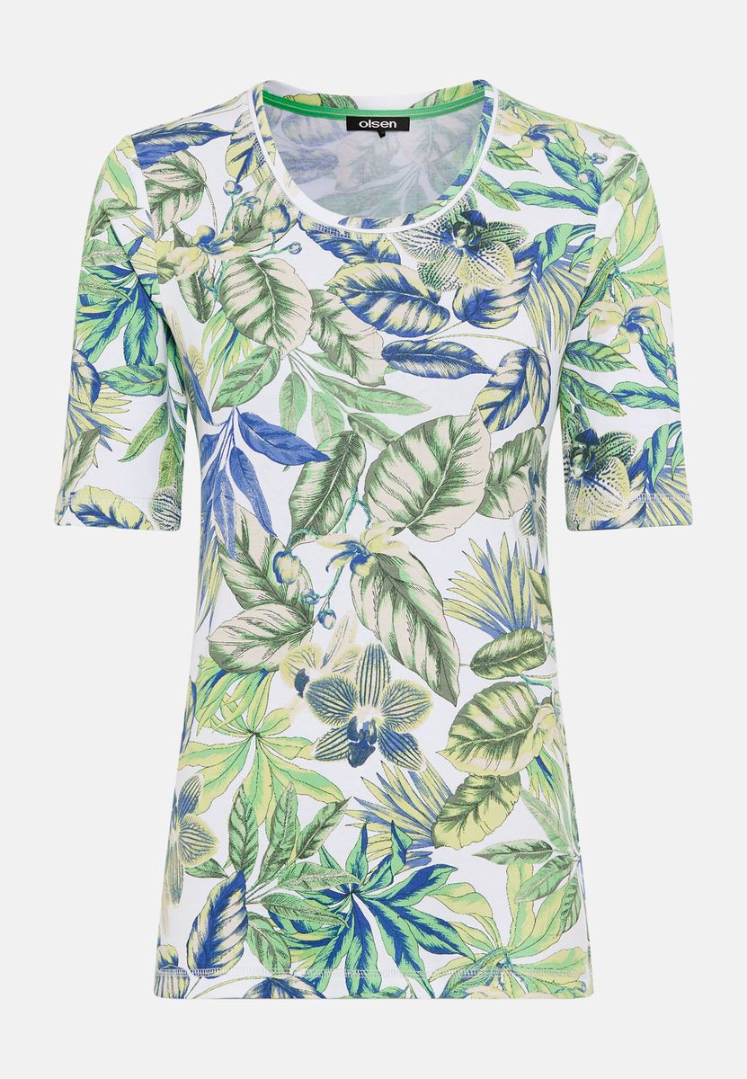 Baumwoll-T-Shirt mit botanischem Print