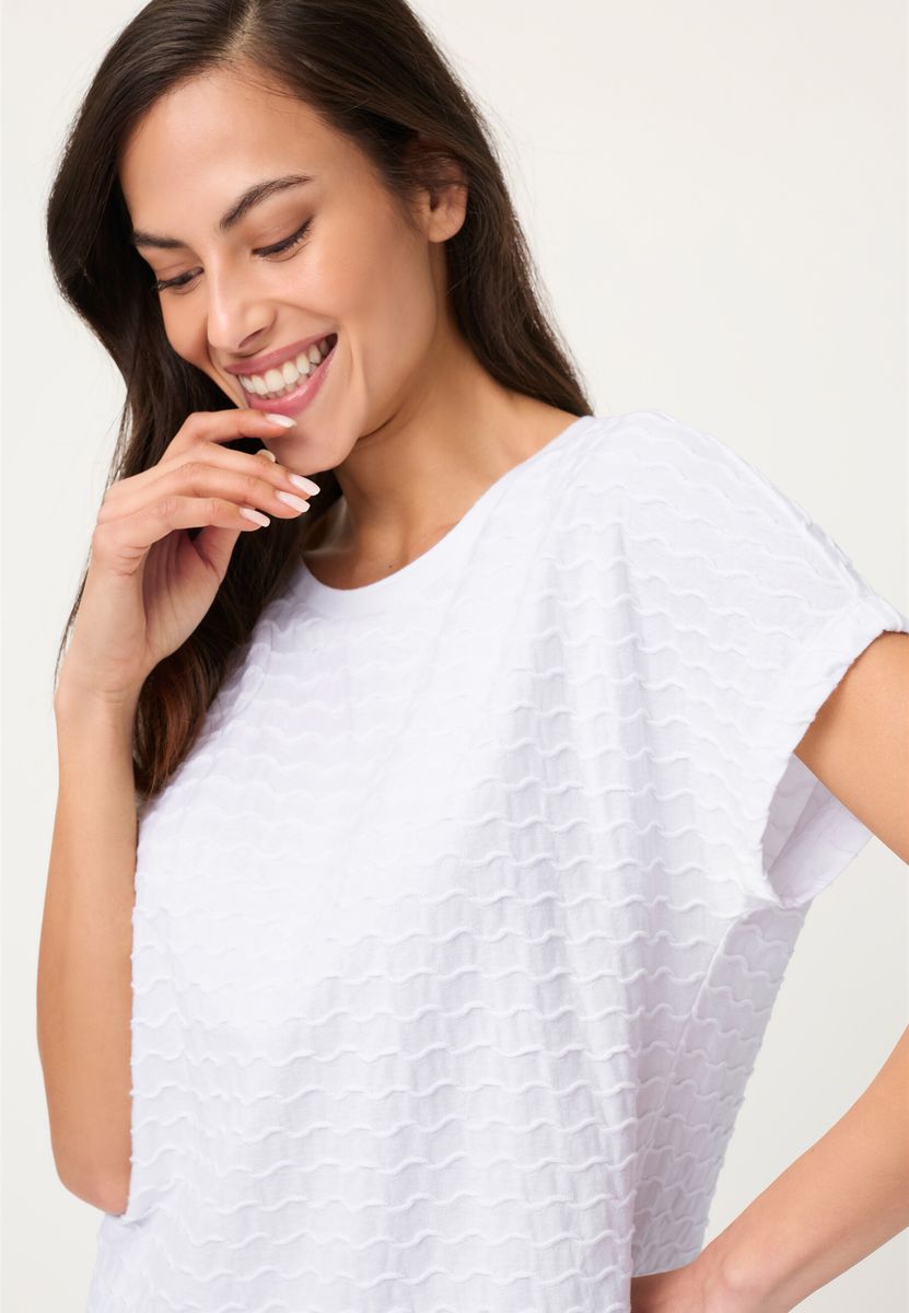 Strukturiertes Baumwollshirt mit Kimonoärmeln