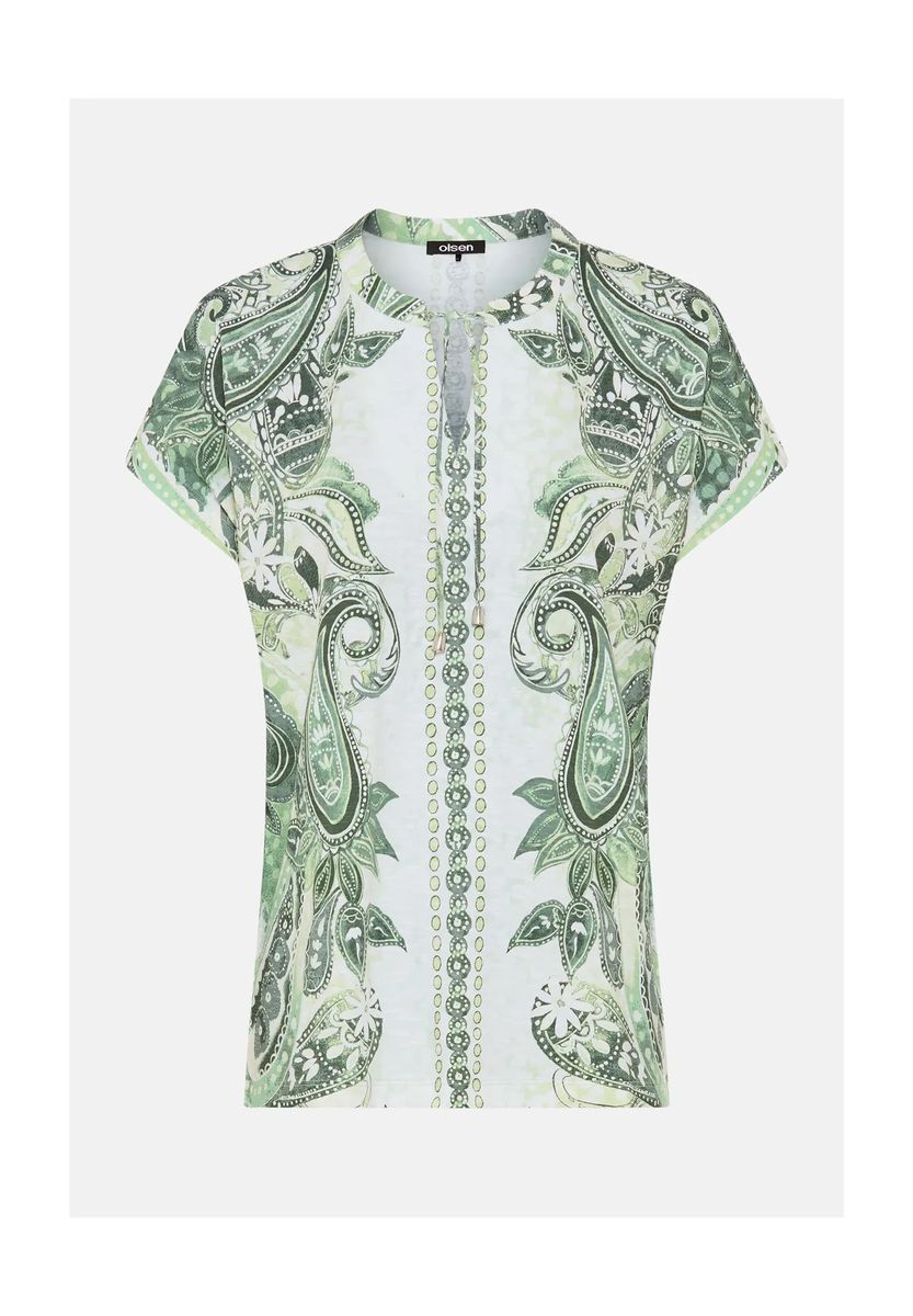Paisley-Bluse mit Tunika-Ausschnitt