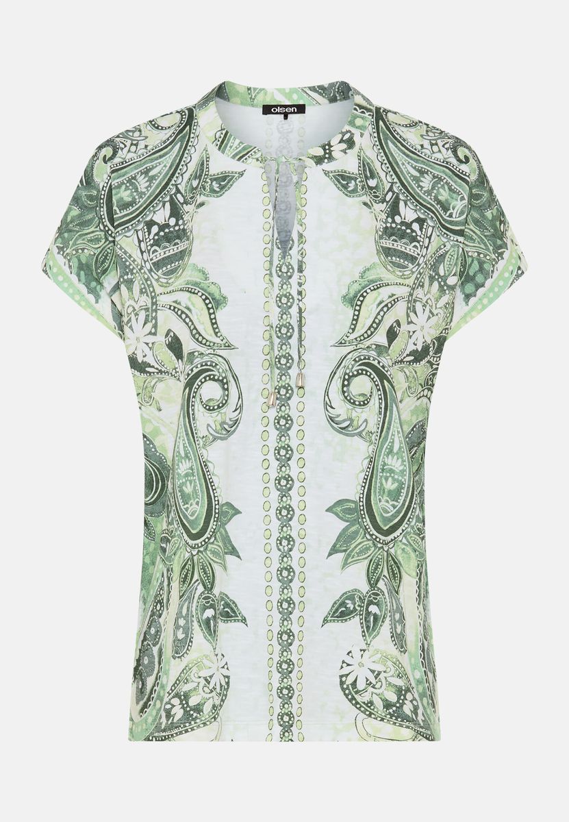 Paisley-Bluse mit Tunika-Ausschnitt