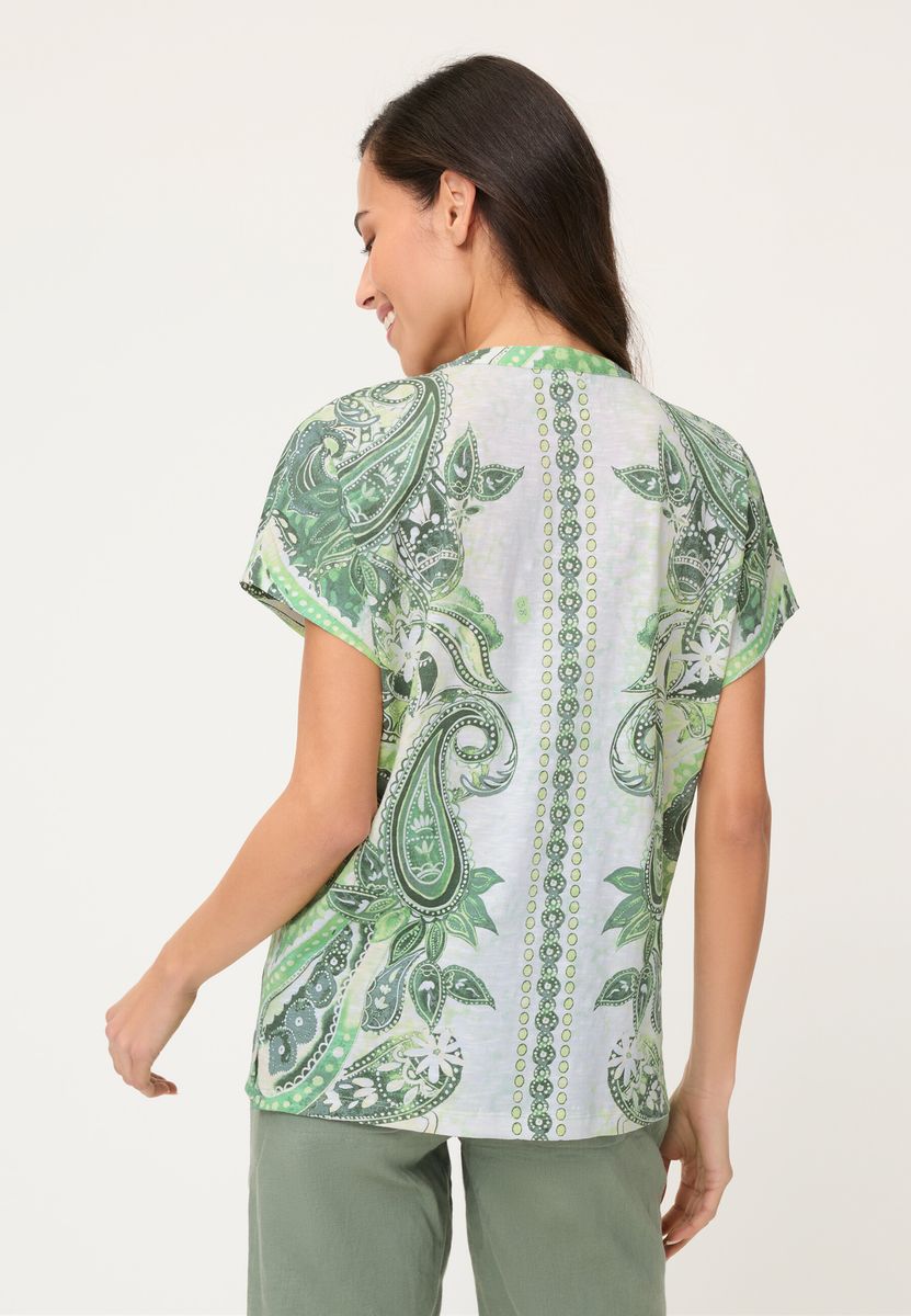 Paisley-Bluse mit Tunika-Ausschnitt