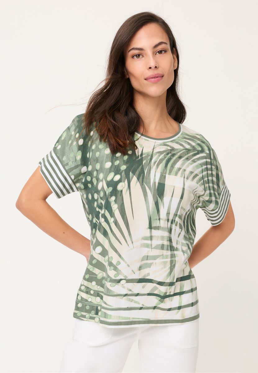 Kimono-Shirt mit tropischem Blattmuster
