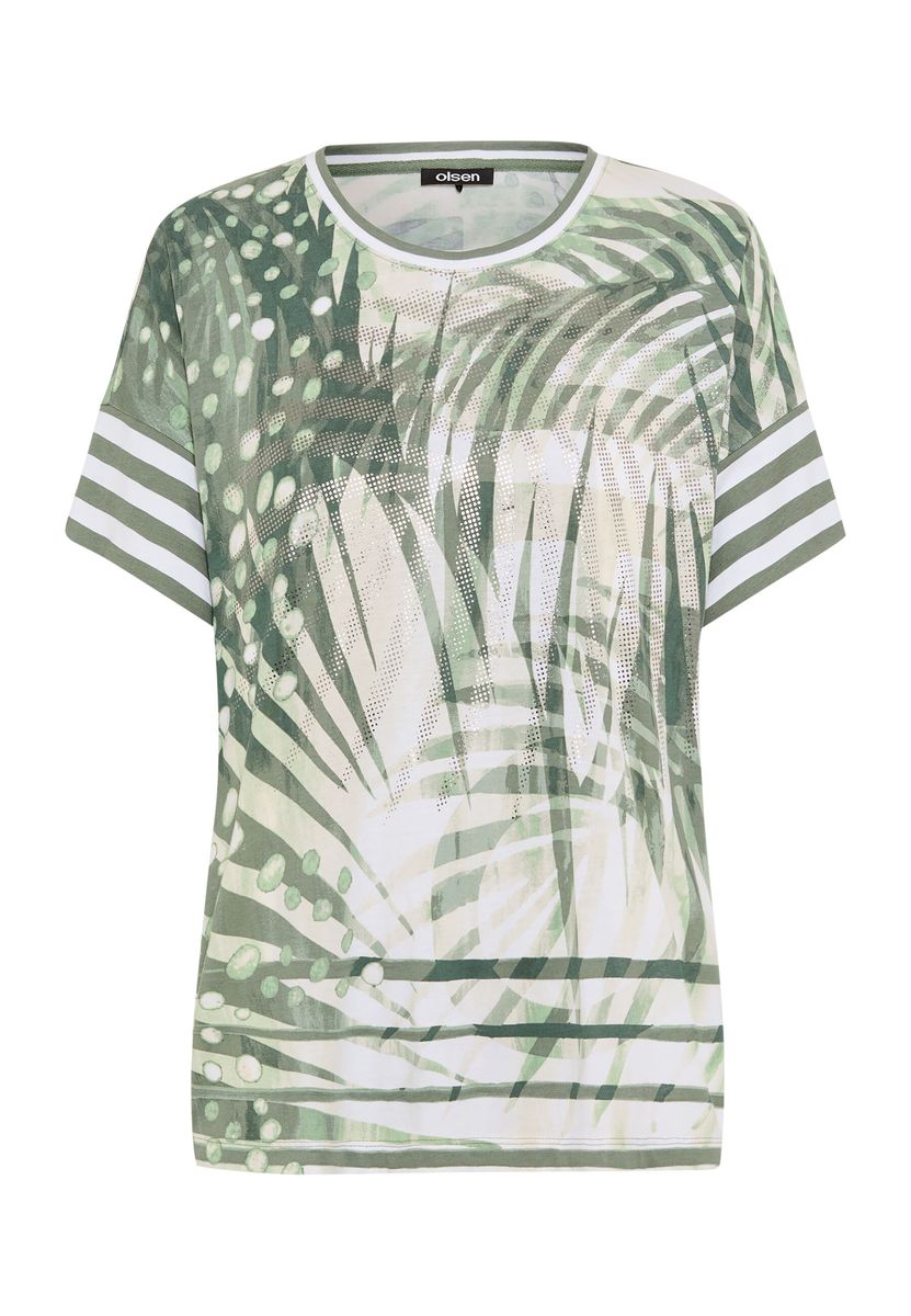 Kimono-Shirt mit tropischem Blattmuster
