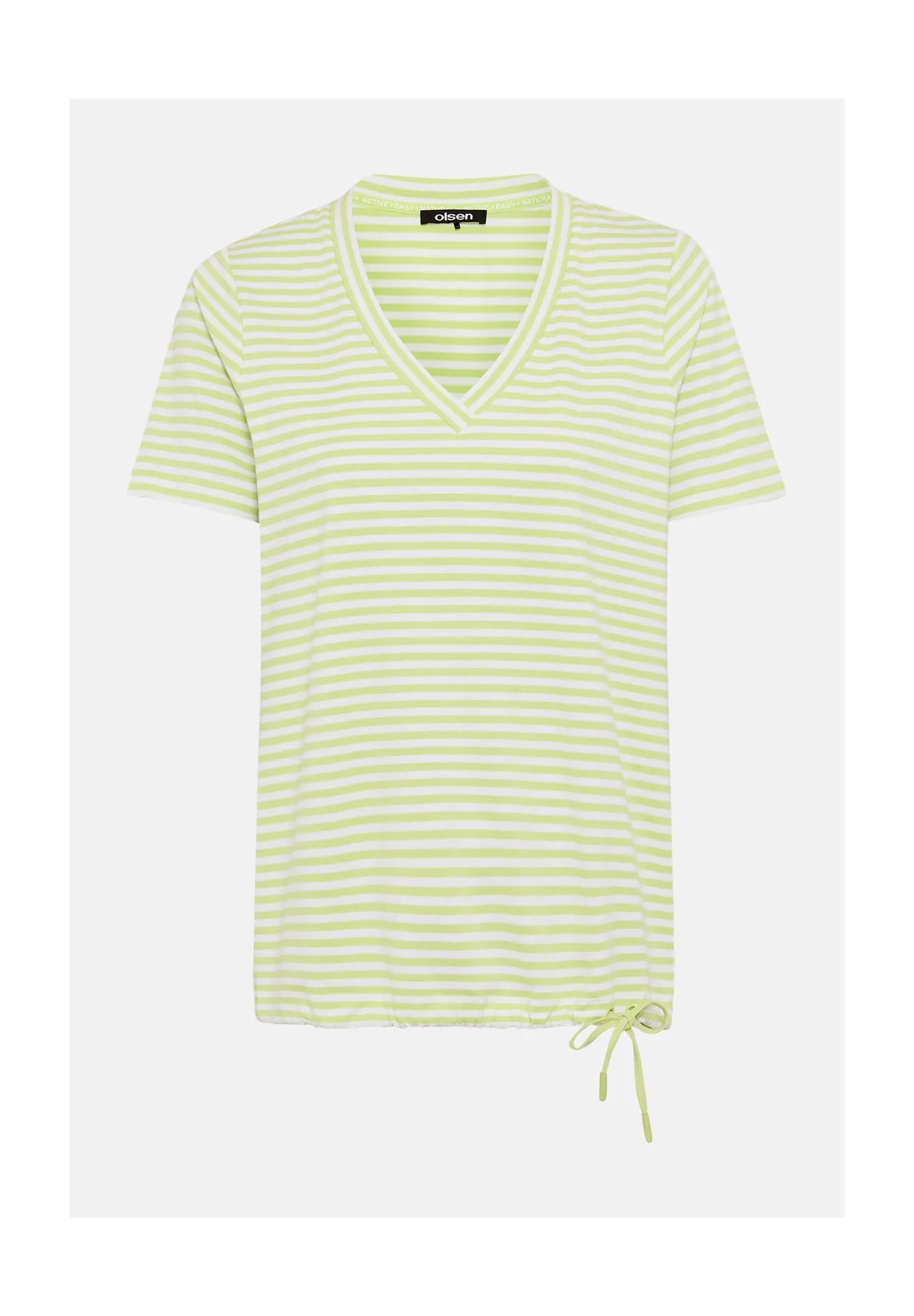 Gestreiftes V-Ausschnitt-Shirt mit Tunnelzug