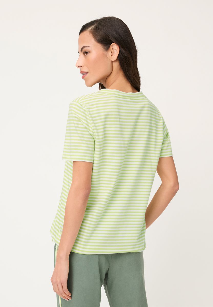 Gestreiftes V-Ausschnitt-Shirt mit Tunnelzug