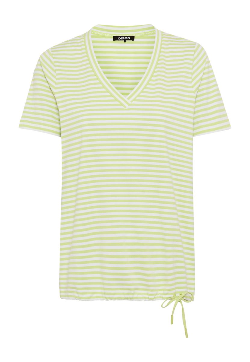Gestreiftes V-Ausschnitt-Shirt mit Tunnelzug