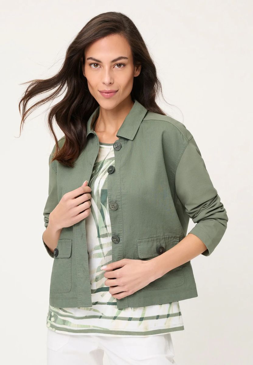 Übergangsjacke im Hemdstil mit Materialmix