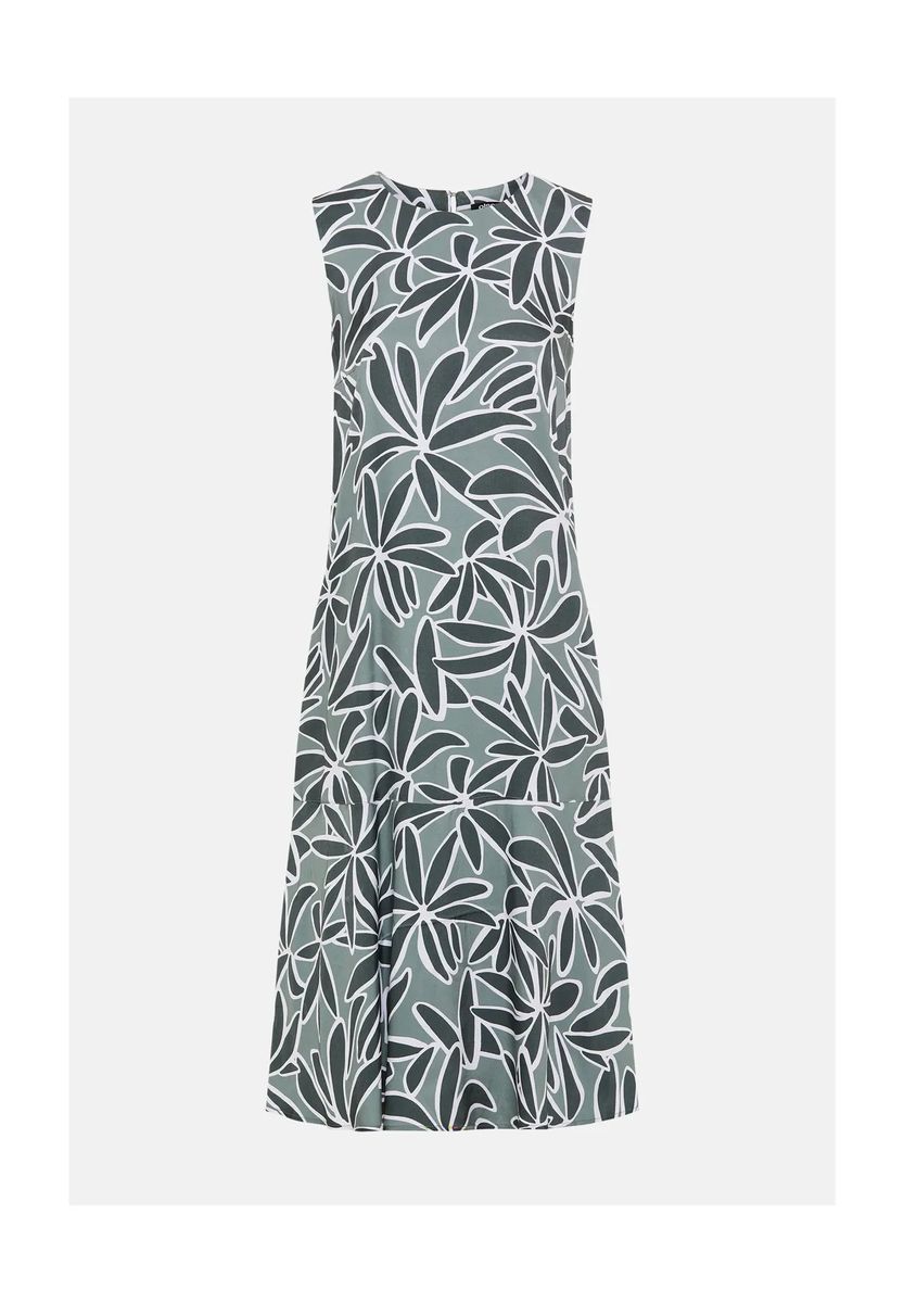 Ärmelloses Midikleid mit Blätterprint