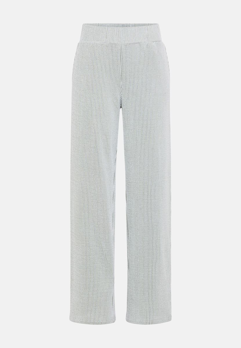 Gestreifte Weitbein-Hose mit Gummibund