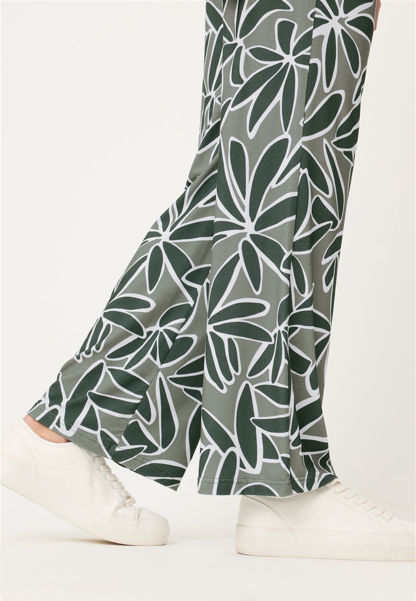 Weite Hose mit Blattmuster