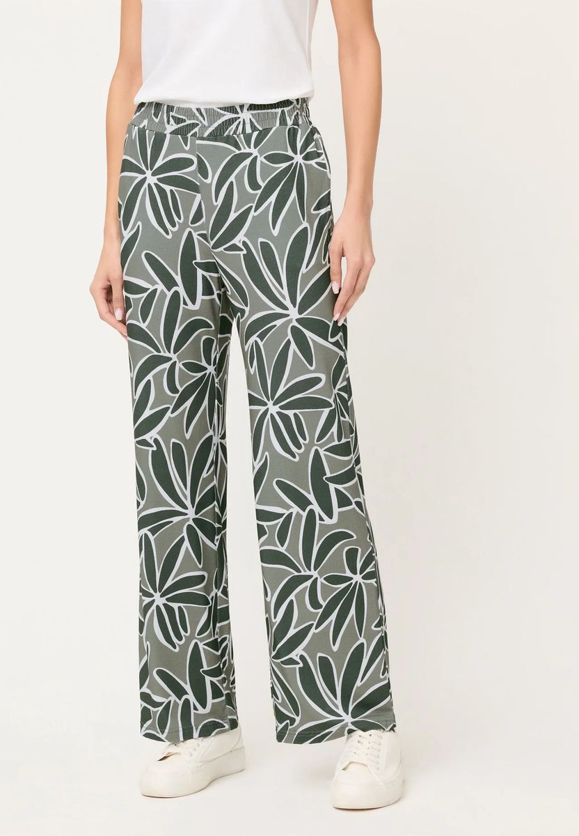 Weite Hose mit Blattmuster