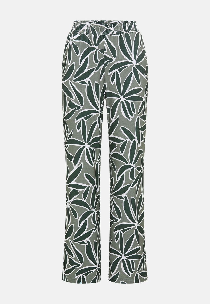 Weite Hose mit Blattmuster