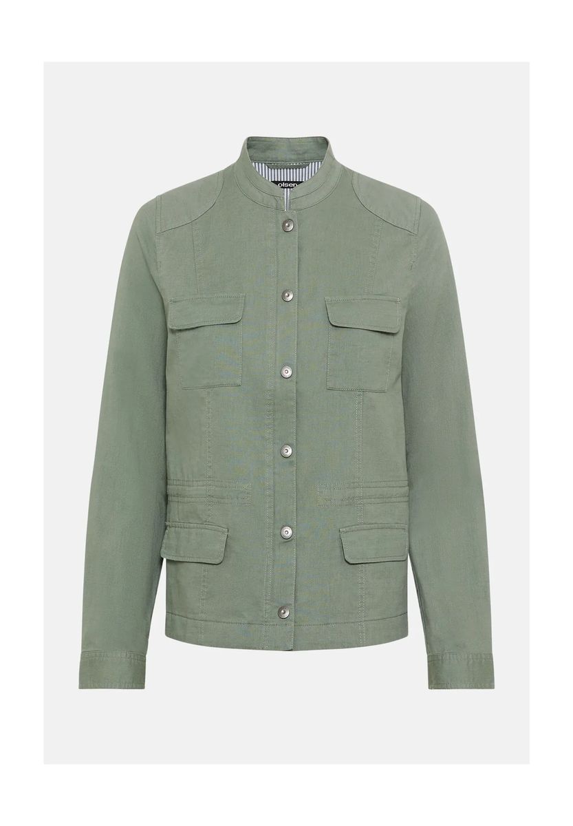 Utility-Jacke mit Leinenanteil und Taschen