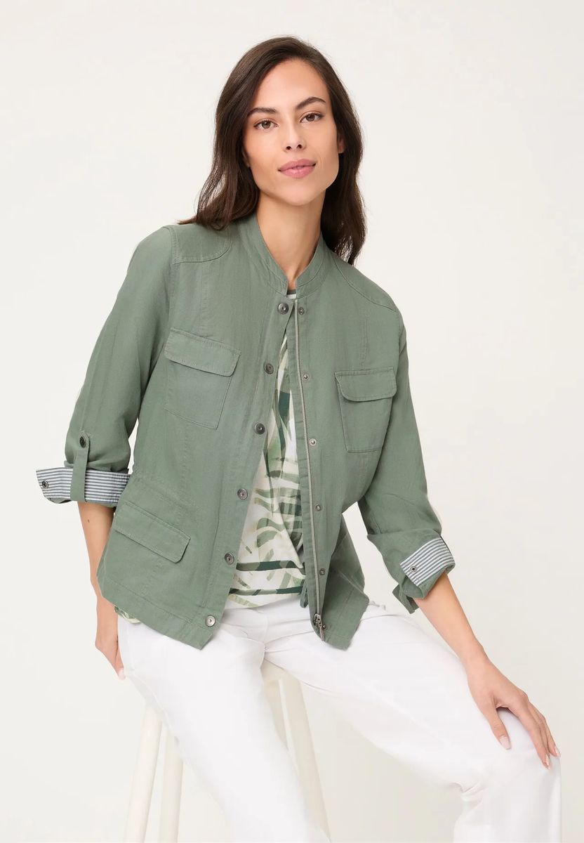 Utility-Jacke mit Leinenanteil und Taschen