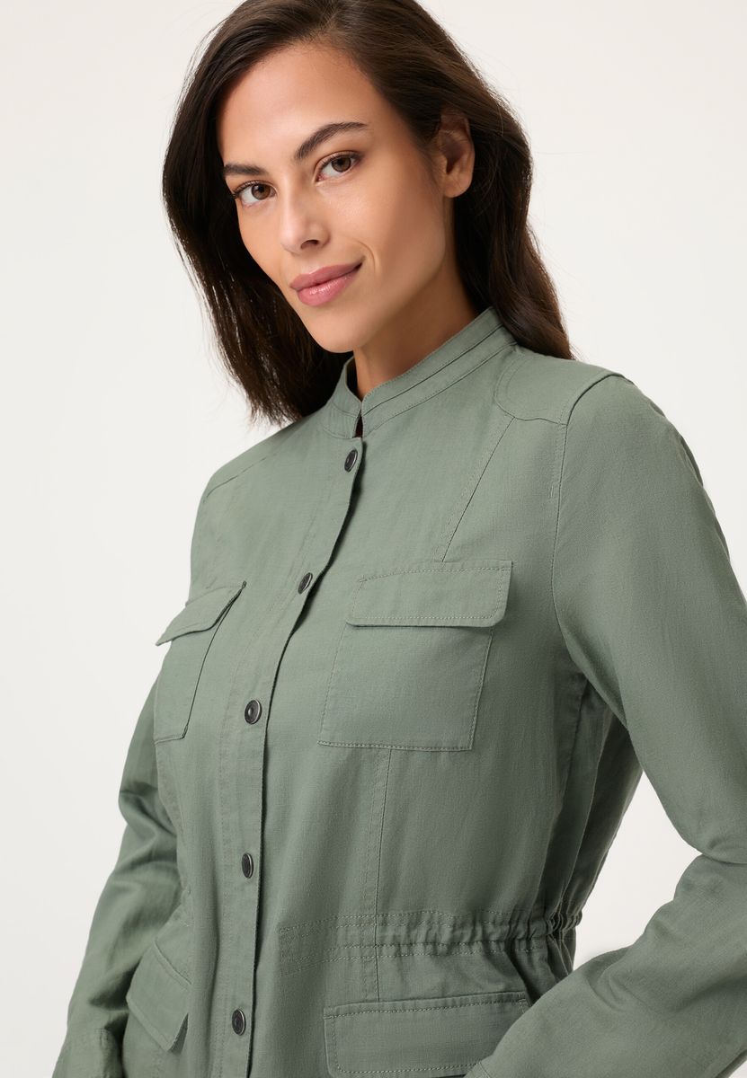 Utility-Jacke mit Leinenanteil und Taschen