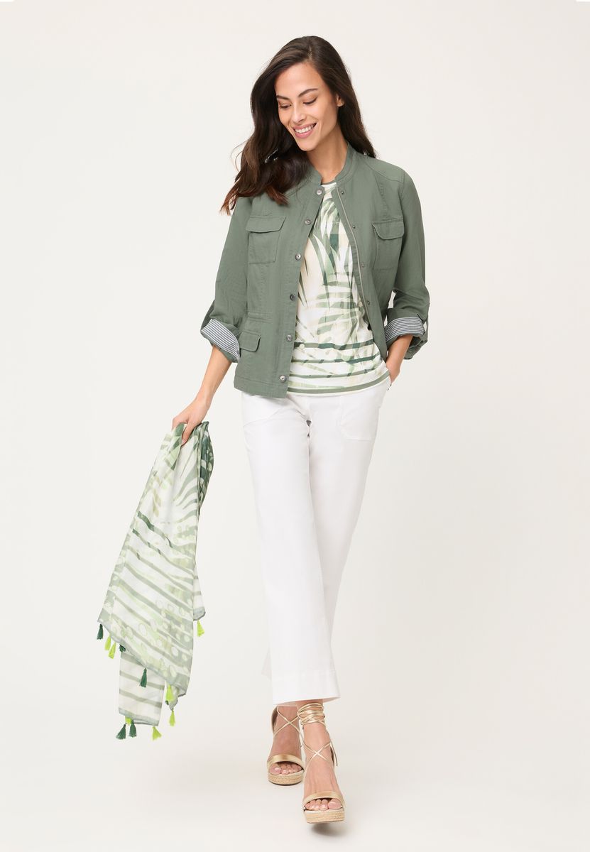 Utility-Jacke mit Leinenanteil und Taschen