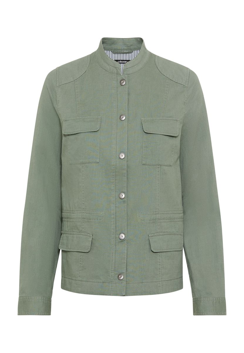 Utility-Jacke mit Leinenanteil und Taschen