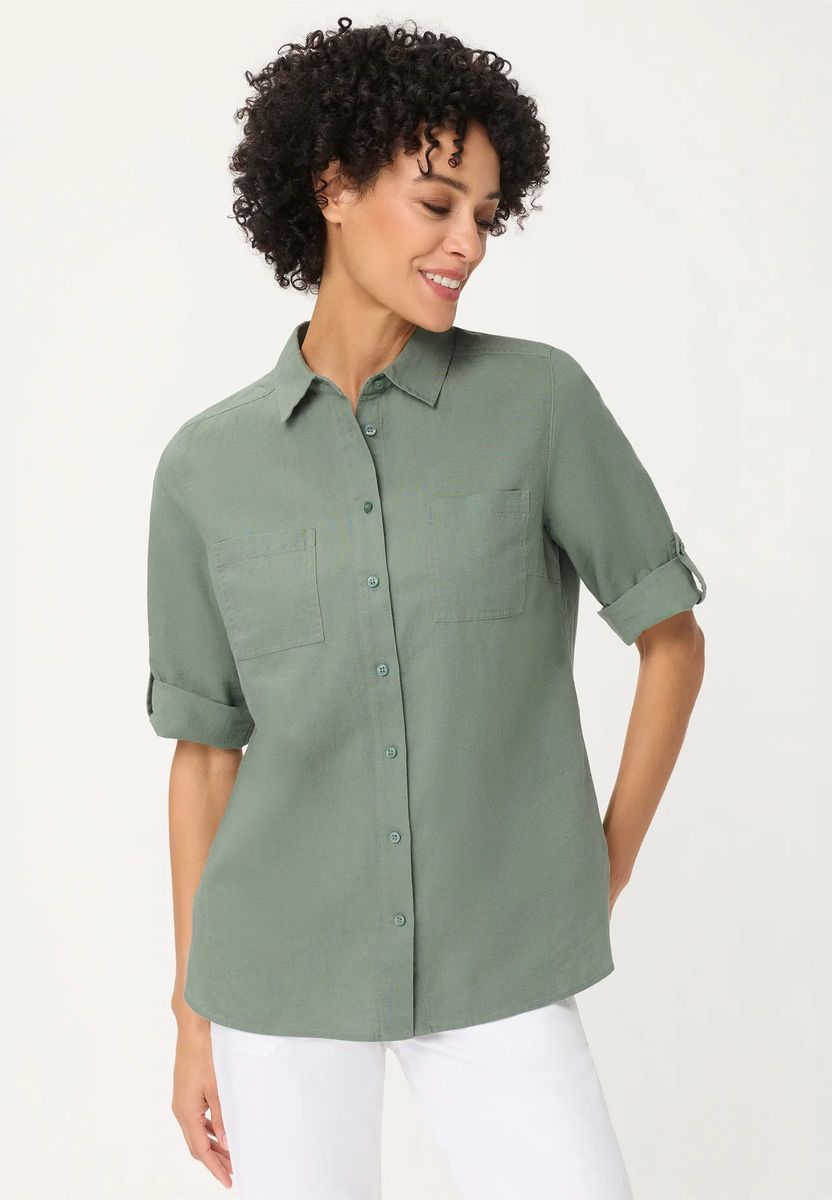 Leinen-Bluse im Utility-Stil