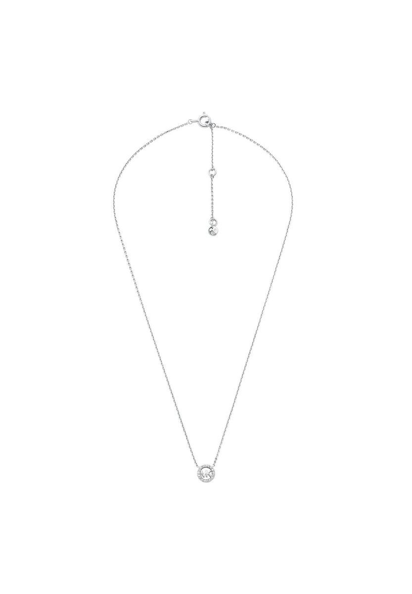 Silbernes MK-Logo Halskette Ohrring Set