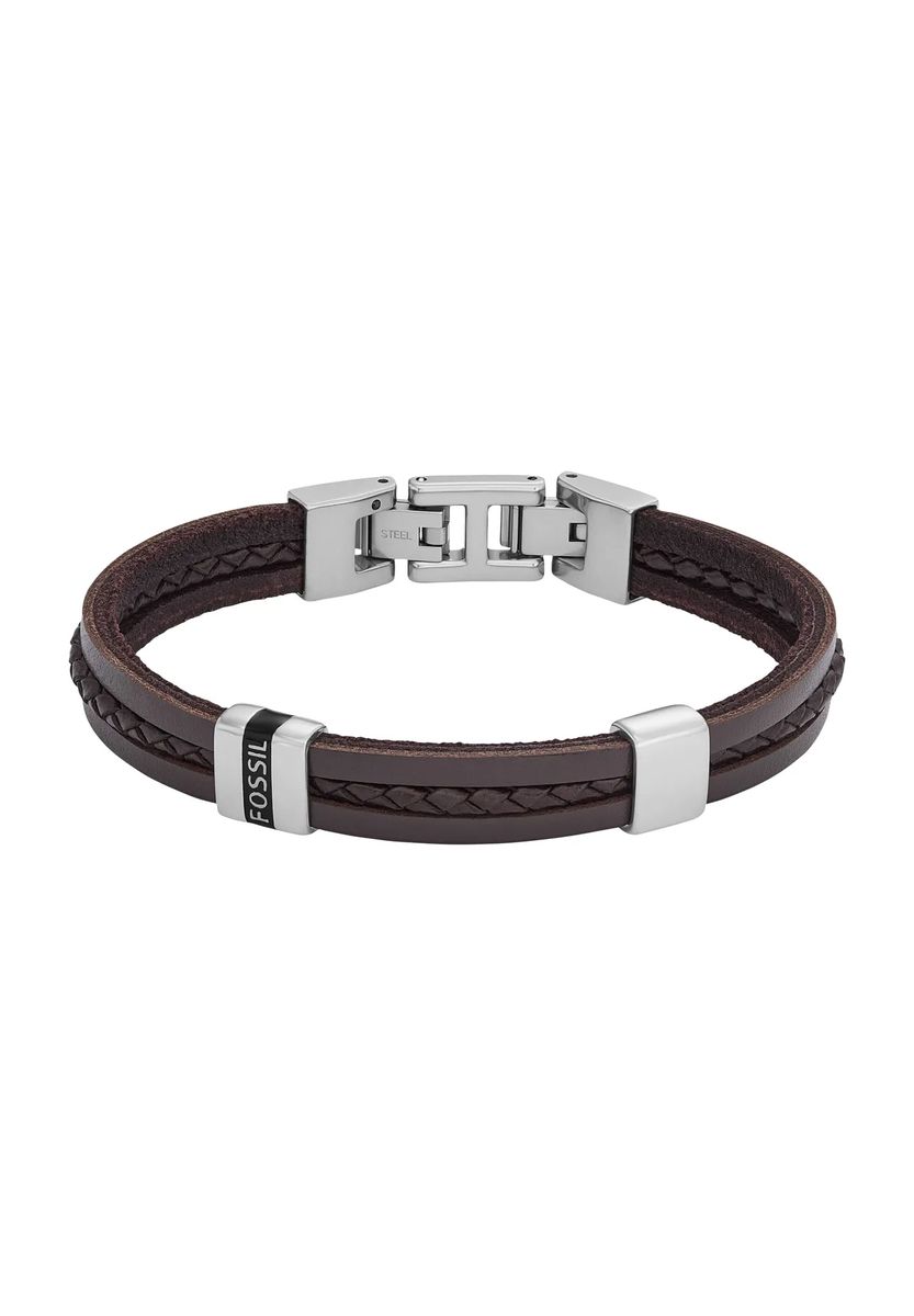 Mehrreihiges Lederarmband mit Edelstahlelementen