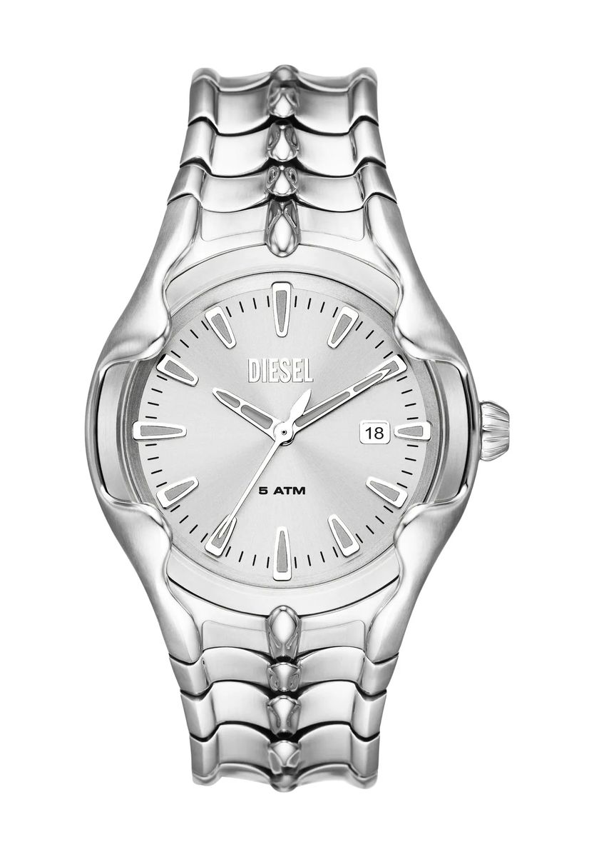 Skulpturale Armbanduhr mit integriertem Gliederband