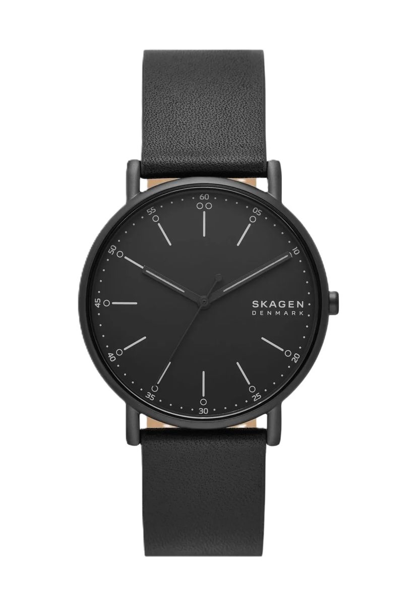 Minimalistische Drei-Zeiger-Lederuhr