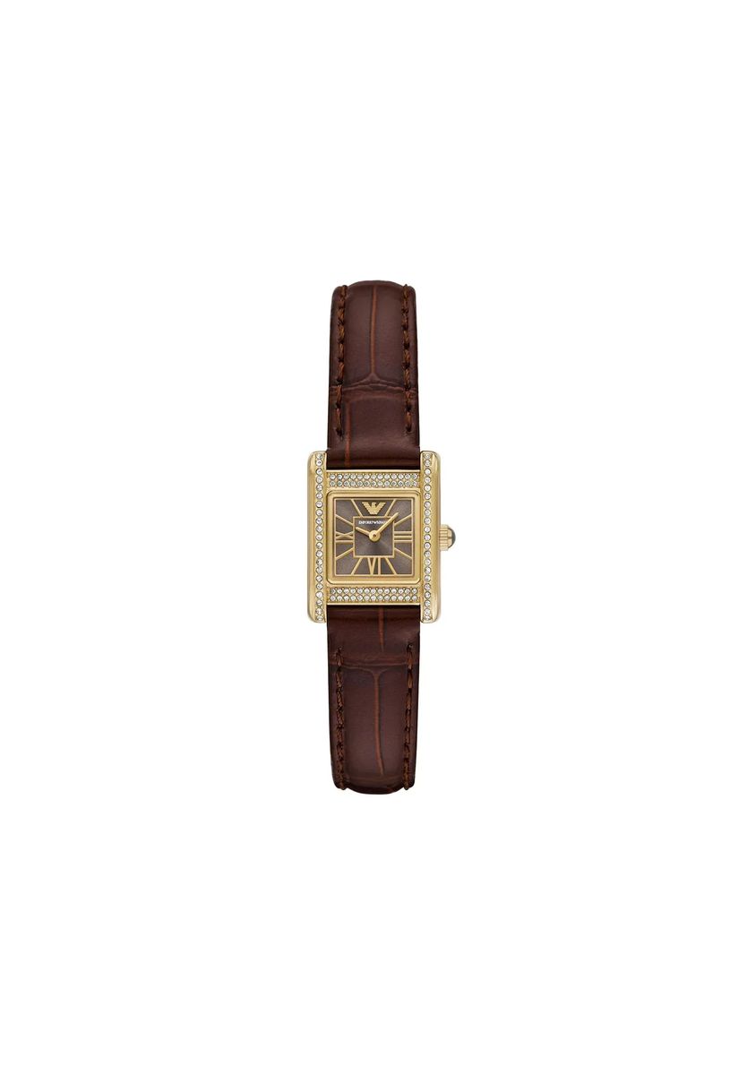 Rechteckige Armbanduhr mit Sonnenschliff-Zifferblatt