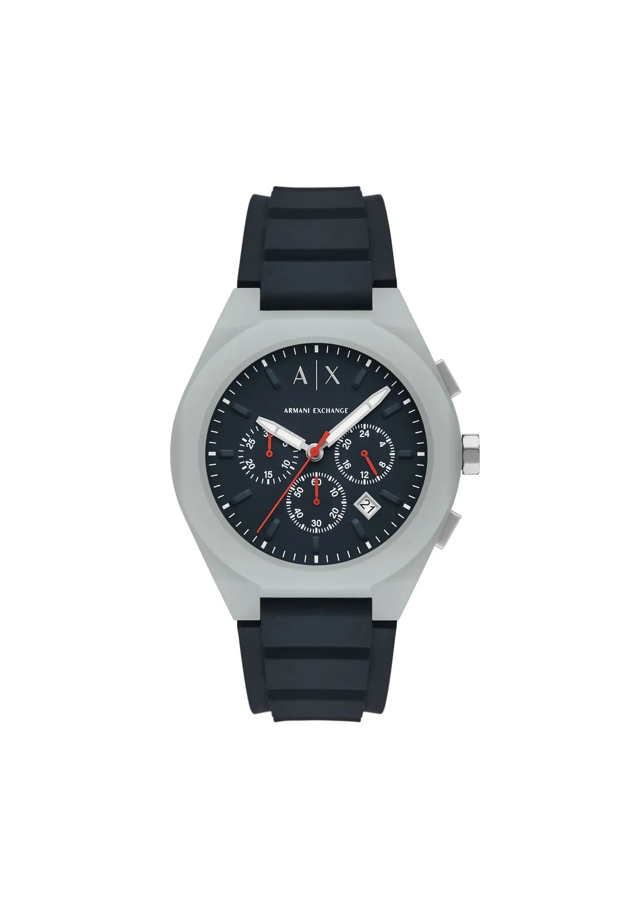 Monochromer Chronograph mit Silikonarmband