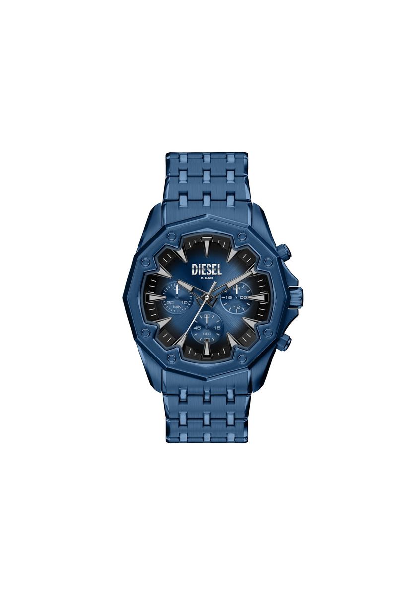 Blauer Chronograph aus Edelstahl
