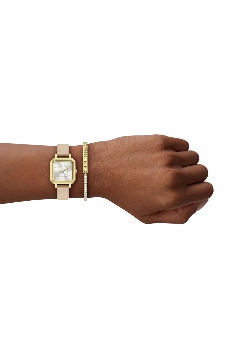 Uhren- und Armbandset mit quadratischem Gehäuse