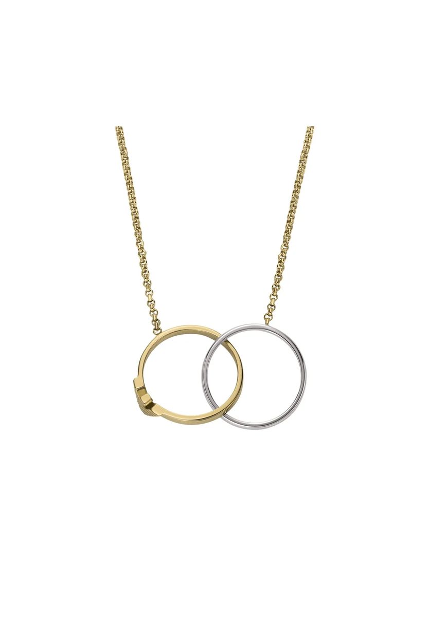 Zweifarbige Halskette mit verschlungenen Ringen