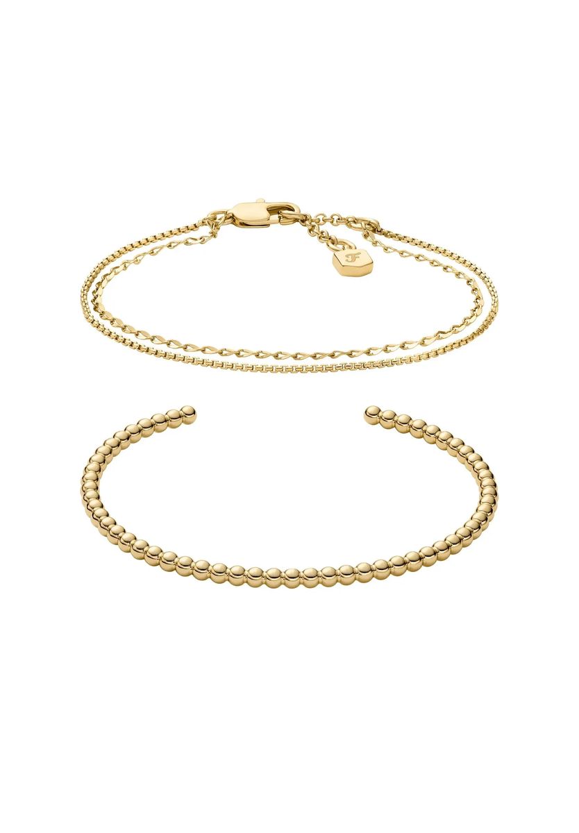 Doppelketten- und Perlenarmband-Set