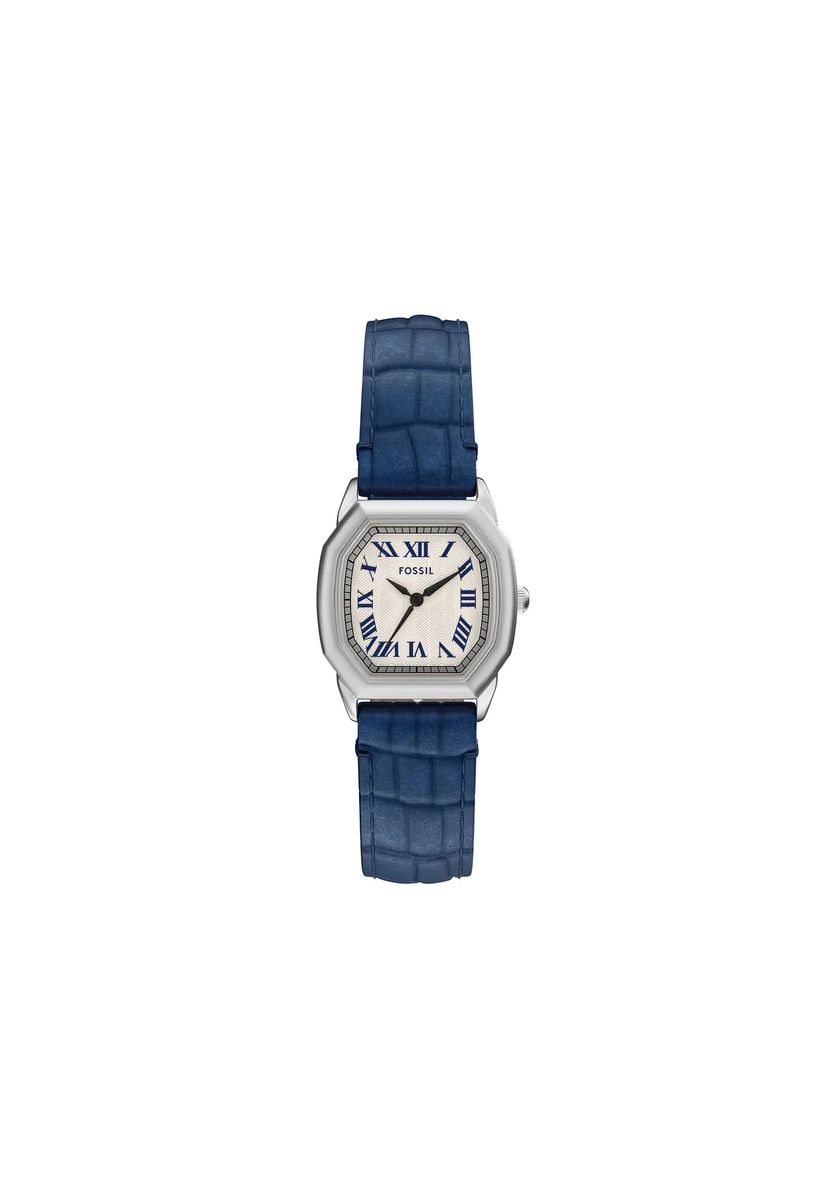 Achteckige Lederarmbanduhr mit drei Zeigern