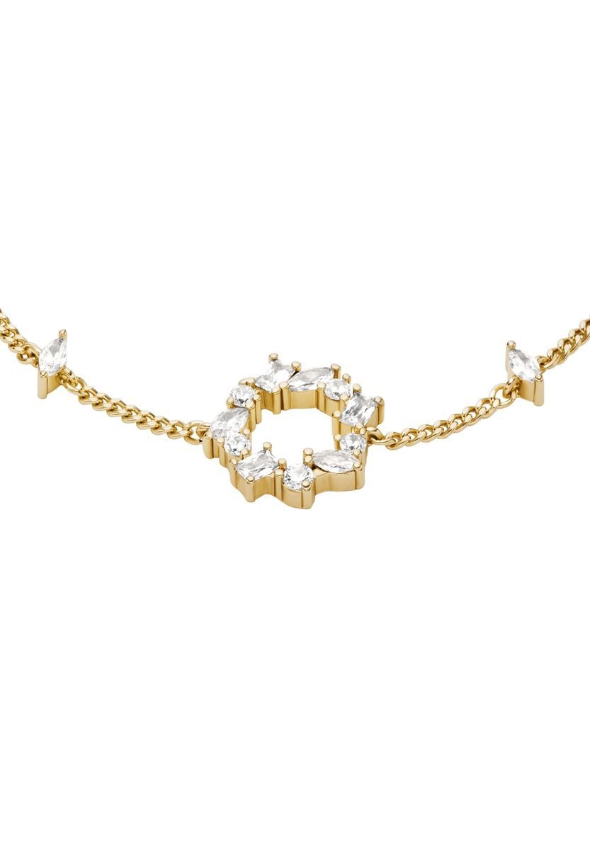 Elegantes goldfarbenes Kristall-Station-Armband