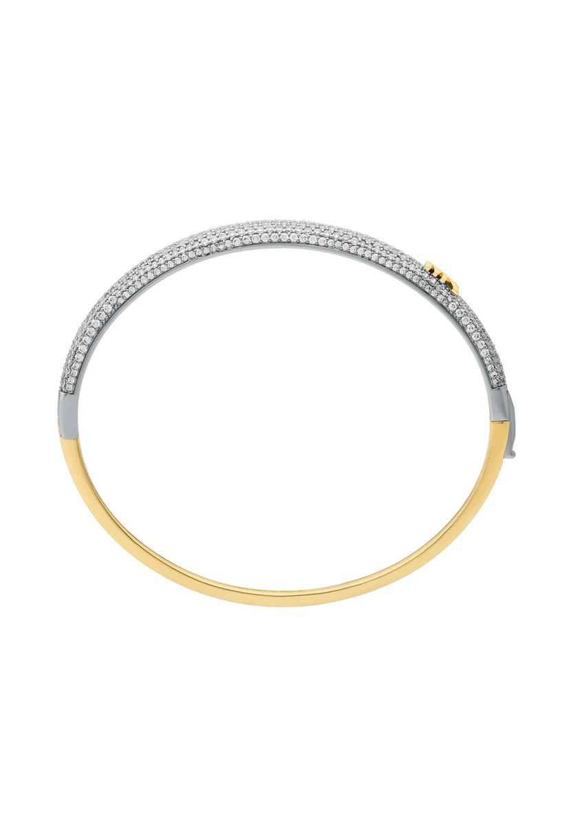 Zweifarbiger Armreif mit Pavé-Besatz