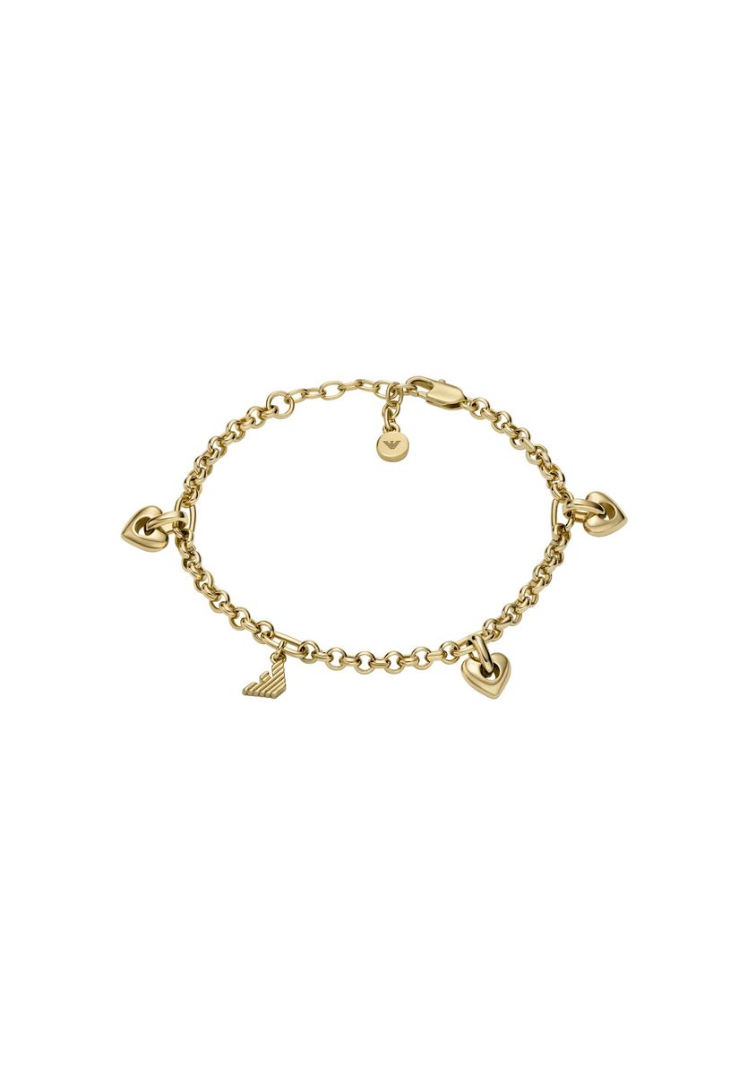 Gliederarmband mit Herzanhängern und Logo